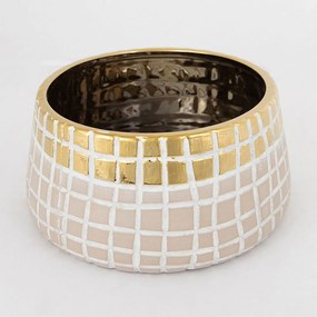 Κασπώ 752-18014 23x23x11cm Beige-Gold Estheti Home Κεραμικό