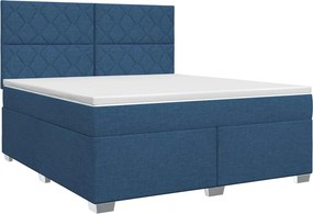 vidaXL Κρεβάτι box spring με στρώμα Μπλε 160 x 200 cm Ύφασμα