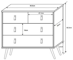 OMNIA ΚΟΜΟΤΑ ΜΑΥΡΟ SONOMA ΜΕ PATTERN 98,5x39xH81,5cm