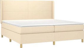vidaXL Κρεβάτι Boxspring με Στρώμα Κρεμ 200x200 εκ. Υφασμάτινο