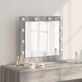vidaXL Καθρέφτης Vanity με LED Φώτα Γκρι Σονομά 60x55x18 εκ