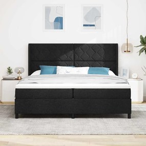 vidaXL Κρεβάτι με ελατήρια με στρώμα Μαύρο 200 x 200 cm ύφασμα