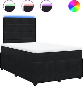 vidaXL Κρεβάτι Boxspring με Στρώμα Μαύρο 120x190 εκ. Βελούδινο