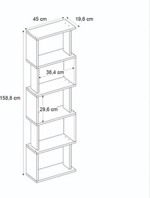 Βιβλιοθήκη Alvina Megapap χρώμα λευκό 45x19,6x158,8εκ.