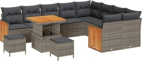 vidaXL Σετ Καναπέ Κήπου με μαξιλάρι 12 pcs Γκρι