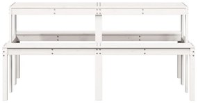 Τραπέζι Πικνίκ Λευκό 160 x 134 x 75 εκ. από Μασίφ Ξύλο Πεύκου - Λευκό