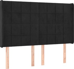 vidaXL Κρεβάτι Boxspring με Στρώμα &amp; LED Μαύρο 140x190 εκ. Βελούδινο