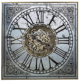 Artekko Artekko Clock Ρολόι Τοίχου MDF με Καθρέφτη με Χρυσές και Ασημί Λεπτομέρειες (81.8x10.2x81.8)cm 38536