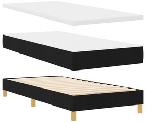 vidaXL Κρεβάτι με Βάση με Στρώμα Μαύρο 90x190 εκ. Ύφασμα