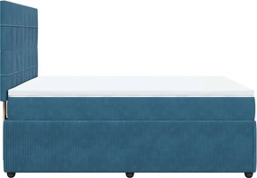 vidaXL Κρεβάτι Boxspring με Στρώμα Μπλε 160x200 εκ. Βελούδινο