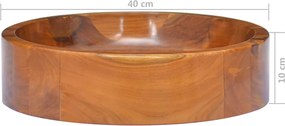 vidaXL Νιπτήρας Ø40 x 10 εκ. από Μασίφ Ξύλο Teak