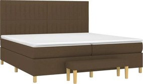 vidaXL Κρεβάτι Boxspring με Στρώμα Σκούρο Καφέ 200x200 εκ. Υφασμάτινο