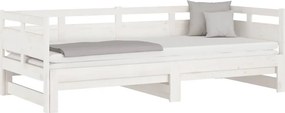 vidaXL Καναπές Κρεβάτι Συρόμενος Λευκός 2x(90x190) εκ. από Μασίφ Πεύκο