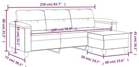 vidaXL Καναπές Τριθέσιος Taupe 180 εκ. από Μικροΐνες με Υποπόδιο