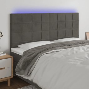Κεφαλάρι Κρεβατιού LED Σκούρο Γκρι 180x5x118/128 εκ. Βελούδινο 3122485