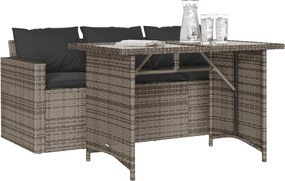 vidaXL Σετ Τραπεζαρίας Κήπου 2 τεμ. Γκρι Συνθ. Ρατάν με Μαξιλάρια