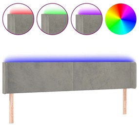 Κεφαλάρι Κρεβατιού LED Ανοιχτό Γκρι 163x16x78/88 εκ. Βελούδινο 3123010