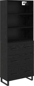 vidaXL Highboard με συρτάρι 2 pcs Μαύρη Οξυά Επεξεργασμένο ξύλο