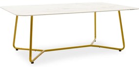 Τραπέζι σαλονιού Paris pakoworld γυαλί 8mm σχέδιο μαρμάρου-χρυσό 120x80x45εκ - 029-000090