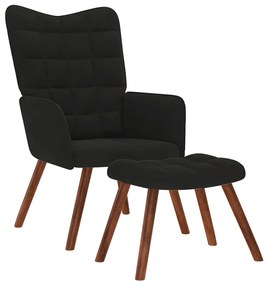 Πολυθρόνα Χαλάρωσης με Σκαμπό από Μαύρο Βελούδο