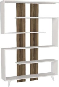 Βιβλιοθήκη Rain Megapap χρώμα λευκό - καρυδί 120x19,5x162εκ.