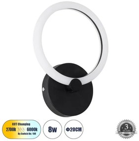 Φωτιστικό Τοίχου Απλίκα LED CCT 8W Αλουμίνιο MATILDA Globostar-61339-Μαύρο 61339