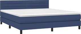 vidaXL Κρεβάτι Boxspring με Στρώμα Μπλε 160x200 εκ. Υφασμάτινο