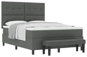 vidaXL Κρεβάτι Box Spring με Στρώμα & Πάγκο Σκούρο Γκρι 160x200 εκ. Υφασμάτινο
