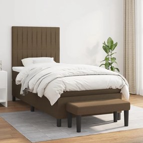 Κρεβάτι Boxspring με Στρώμα Σκούρο Καφέ 90x190 εκ. Υφασμάτινο - Καφέ