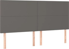 vidaXL Κρεβάτι Boxspring με Στρώμα &amp; LED Γκρι 160x200 εκ. Συνθ. Δέρμα
