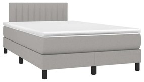 Κρεβάτι Boxspring με Στρώμα Ανοιχτό Γκρι 120x200 εκ. Υφασμάτινο - Γκρι