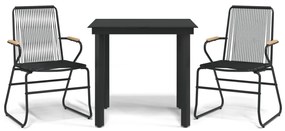 vidaXL Σετ Τραπεζαρίας Κήπου 3 Τεμαχίων Μαύρο από Ρατάν PVC