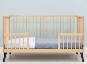 Βρεφικό Κρεβάτι Fay 70x140cm από μασίφ Οξιά Natural + Black ToiToiKids