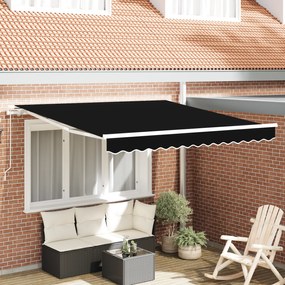 vidaXL Χειροκίνητη Ανασυρόμενη Τέντα Μαύρη 300x250 εκ.