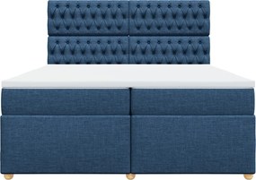 vidaXL Κρεβάτι Boxspring με Στρώμα Μπλε 200x200 εκ. Υφασμάτινο