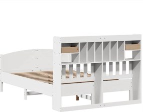 vidaXL Κρεβάτι Βιβλιοθήκη Χωρίς Στρώμα 140x200 εκ Μασίφ Ξύλο Πεύκο