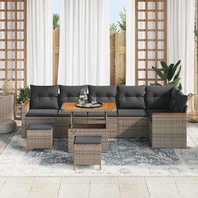 vidaXL Σετ Καναπέ Κήπου 9 pcs Γκρι συνθετικό ρατάν