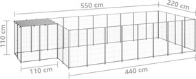 vidaXL Σπιτάκι Σκύλου Ασημί 10,89 μ² Ατσάλινο