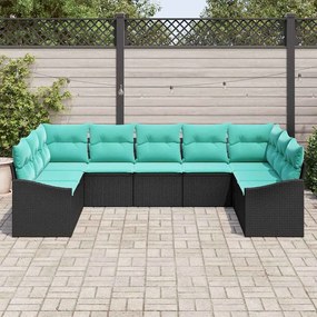 vidaXL Σετ Καναπέ με μαξιλάρι 9 pcs Μαύρο συνθετικό ρατάν