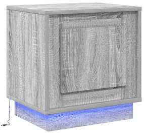 vidaXL Κομοδίνο με LED Φώτα Γκρι Σονομά 44x34,5x45 εκ.