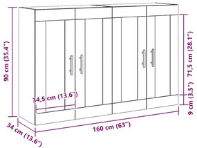 vidaXL Ντουλάπα τοίχου Επιτοίχιο 2 pcs Παλαιό ξύλο 160 x 34 x 90 εκ