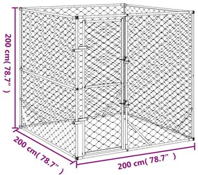 vidaXL Κλουβί Σκύλου Εξωτερ. Χώρου Ασημί 2x2x2 μ. Γαλβανισμένο Ατσάλι