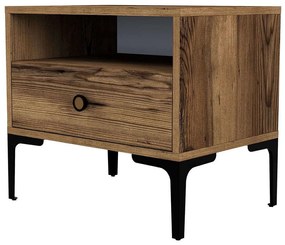 Κομοδίνο Lizbon 845HCT2504 56x40x50,8cm Walnut-Black