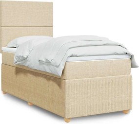 vidaXL Κρεβάτι Boxspring με Στρώμα Κρεμ 100 x 200 εκ. Υφασμάτινο