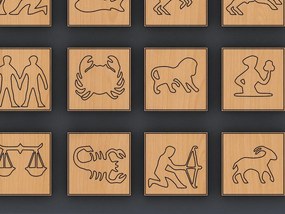 Σετ των 2 Intra απο ξύλο plywood 3mm-4mm πάχος – Zodiac Coaster - Πρότυπα έτοιμα για λέιζερ Δίασταση 20x20 cm INTRAFABR-58473897