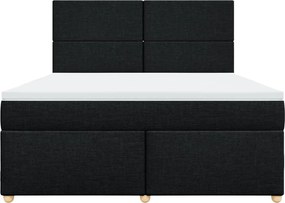 vidaXL Κρεβάτι Boxspring με Στρώμα Μαύρο 180x200 εκ. Υφασμάτινο