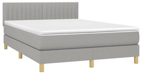 vidaXL Κρεβάτι Boxspring με Στρώμα Ανοιχτό Γκρι 140x200 εκ. Υφασμάτινο