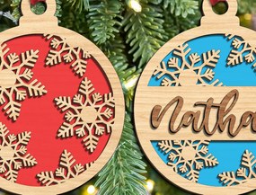 Σετ των 3 Intra απο ξύλο plywood 3mm-4mm πάχος Χριστουγεννιάτικα στολίδια με όνομα Δίασταση 8x8 cm INTRAFABR-104704591