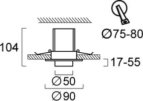Σποτ Μονόφωτο LED Χωνευτό Viokef Gerer Black 4304701