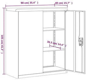 Αρχειοθήκη Αν. Γκρι 90 x 40 x 145 εκ. Ατσάλινη - Γκρι